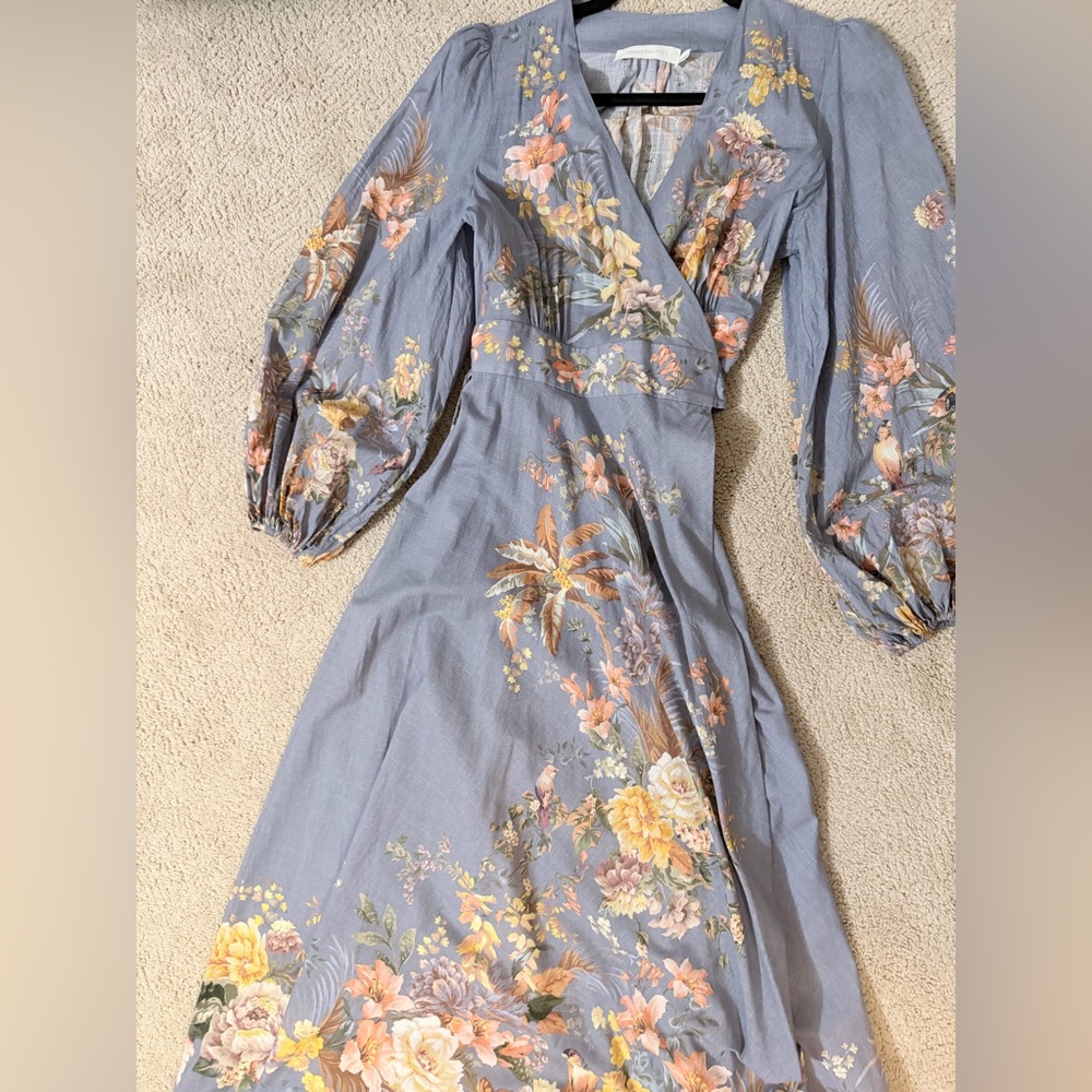Zimmermann Tallow wrap Floral Midi Dress